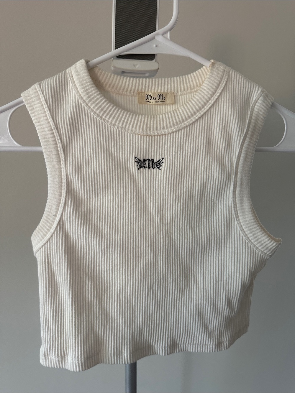 Miss Me Cream Ribbed Crop Tank
